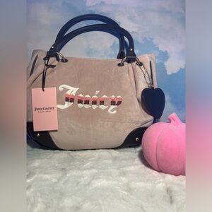 Juicy Couture Purse Retro Vibe Satchel(Dusty Blush/Chocolate)